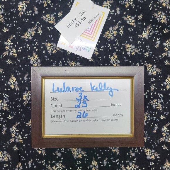 Lularoe Kelly Shirt Top Floral Black Womens Plus Size 3XL Short Sleeve Summer - Picture 7 of 8